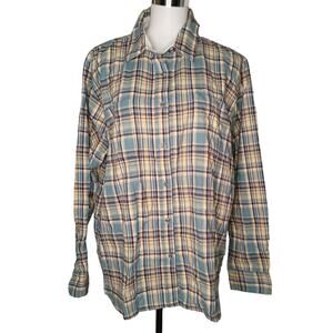 Ably Filium Activated Flannel Shirt Plaid Long Sleeve Blue Green Purple XL